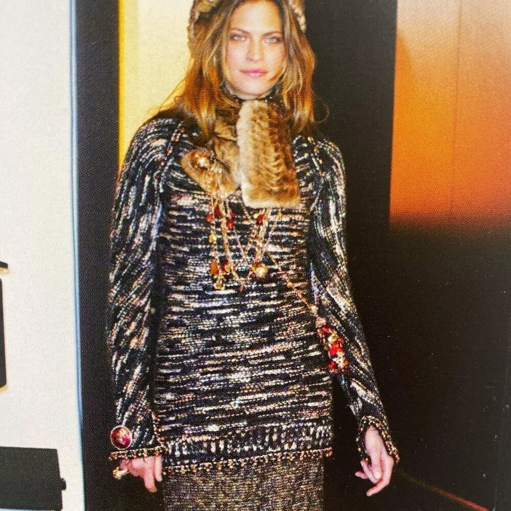 RARE Vintage Pre Fall 2004 CHANEL 04A Knit FR-36/38 Beaded Wool Sweater Dress